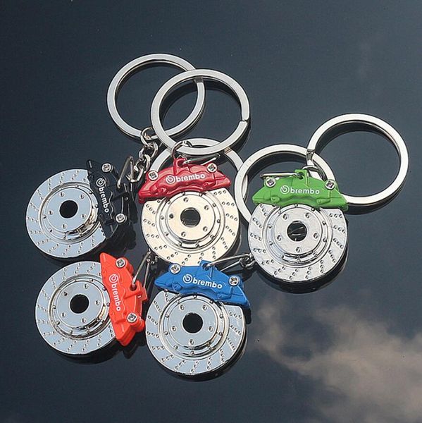 

brake disc wheel caliper metal keychain car modification disc brake waist key ring trinket pendant car key buckle gifts 6 colors, Silver