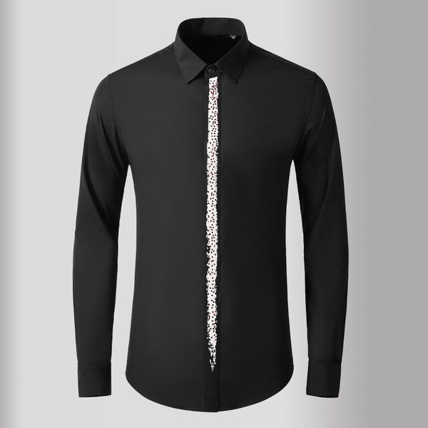 

mens shirts luxury long sleeve red diamond casual dress slim fit male plus size men's, White;black