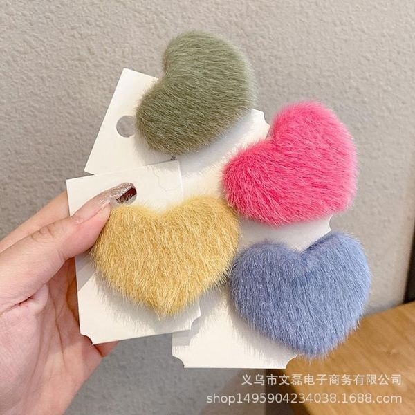 

vg8 qiudong dress net red love pin barrettes bangs hair back of the hair clips head headdress female korean lovely plush bb clip, Golden;silver