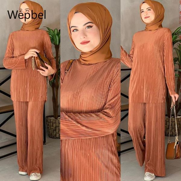 

ethnic clothing wepbel long sleeve fashion pants islam loose casual muslim sets 2 piece outfits women, Red