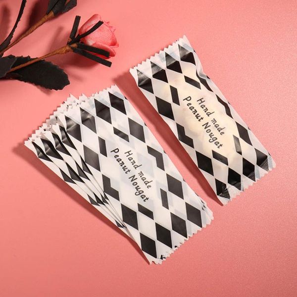 

gift wrap 100pcs/lot soft nougat wrapping black white hand made peanut decor candy homemade wedding party diy sugar bonbon bag