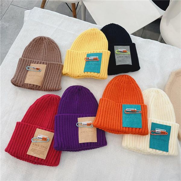 

caps & hats 11 colors lovely born baby girls boys knit letter printed fashion autumn stylish winter warm beanies hat, Yellow