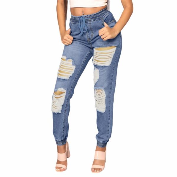 

women's jeans fashion autumn and winter solid color slim high waist casual trousers woman lc786034 xs-xl, Blue