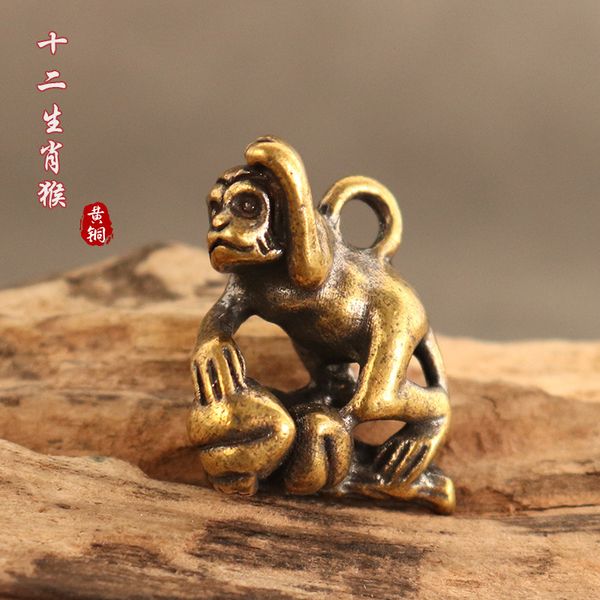 

brass creative chain handmade chinese zodiac mon pendant car key pendant, Slivery;golden