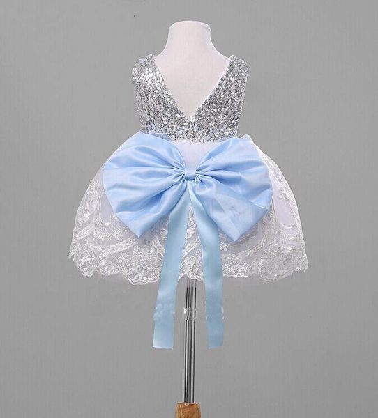 

girl's dresses retail summer girl princess sier sequins lace bow sleeveless party children clothing 1-5y 17007 vak7, Red;yellow