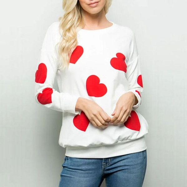 

womens fashion spring fall long sleeve leisure blouse casual female pink heart sweet students tunic blusas#g8 women's blouses & shirts, White