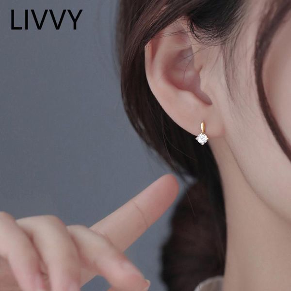 Stud LIVVY 2021 Silber Farbe Minimalistischen Zirkon Kleine Ohrringe Weibliche Einfache Exquisite Handgemachte Mode Geschenk Schmuck