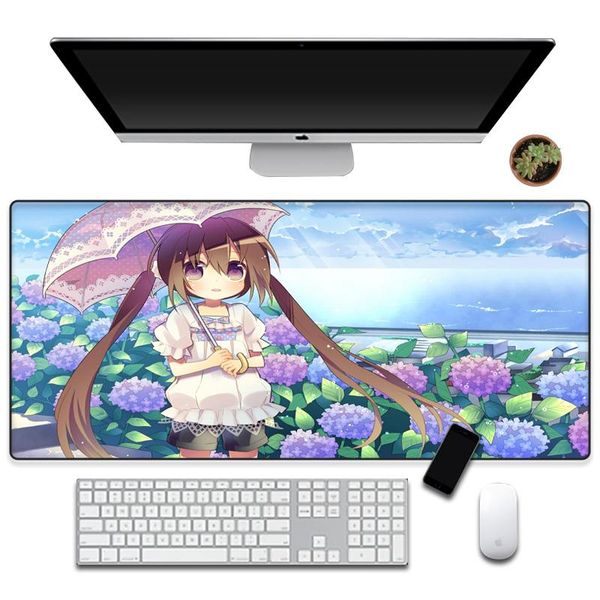 

mouse pads & wrist rests large xl 900x400x3 pad non-slip animation flower sea little girl gamer game big keyboard customization