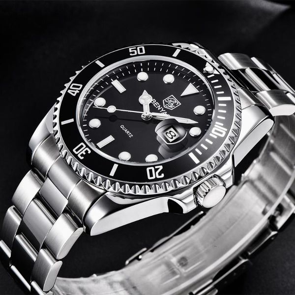 

wristwatches benyar 2021 luxury business men quartz wristwatch brand stainless steel 30atm waterproof sports watch reloj hombre, Slivery;brown