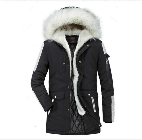 

men's & hooded long winter thicker warm coats outwear casual camouflage parkas men cotton slim down jackets 5hy5, Black