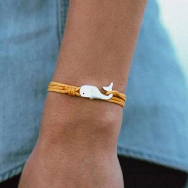 

charm bracelets navy style camping parachute cord whale tail bracelet men women jewelry wrap metal hooks, Golden;silver