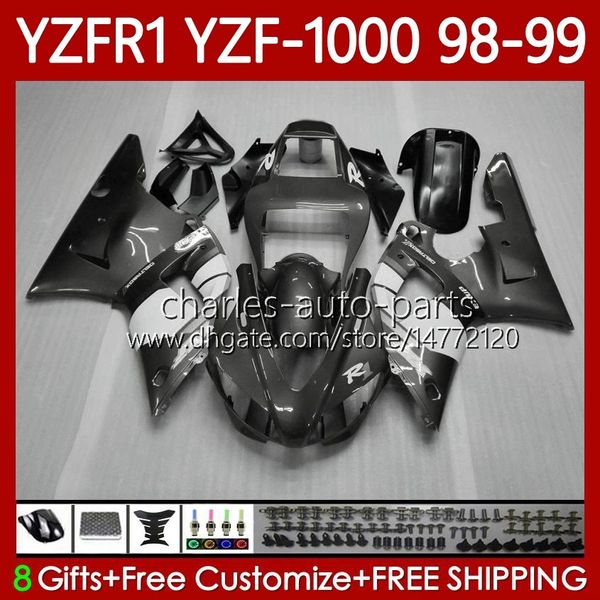 Kit corpo OEM per YAMAHA YZF-1000 YZF-R1 YZF 1000 CC R 1 1998 1999 2000 2001 Carrozzeria 82No.119 YZF R1 Grigio metallo 1000CC 98-01 YZF1000 YZFR1 98 99 00 01 Carenatura moto