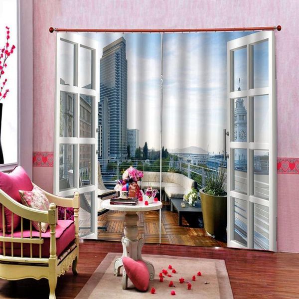 

outside the window high-rise landscape architecture curtains blackout blinds living room bedroom curtain & drapes