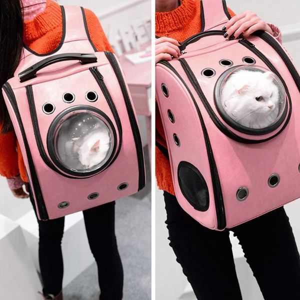 

cat carriers,crates & houses 2 colors pu space carrier backpack puppy dog bag pet shoulder for camping hiking travelling outdoor