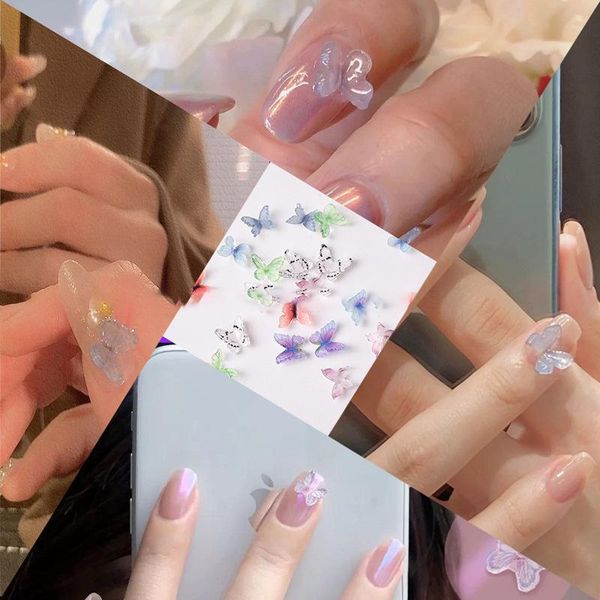 

nail art decorations crossborder threedimensional resin butterfly jewelry for online celebrity color japanese stickers, Silver;gold