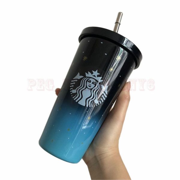 

tide mermaid straw cup starbucks starry sky stainless steel mugs office home school milk coffee tumbler cups 23 colors