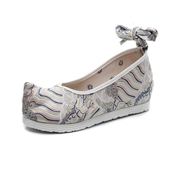 

female embroidered ankle strap chinese beijing cloth shoes women flats, Black