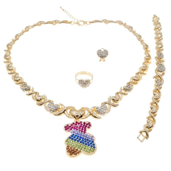 

earrings & necklace fashion xo color rhinestone designed jewellery set beautiful and noble gold plated party jewelry sets x0189, Silver