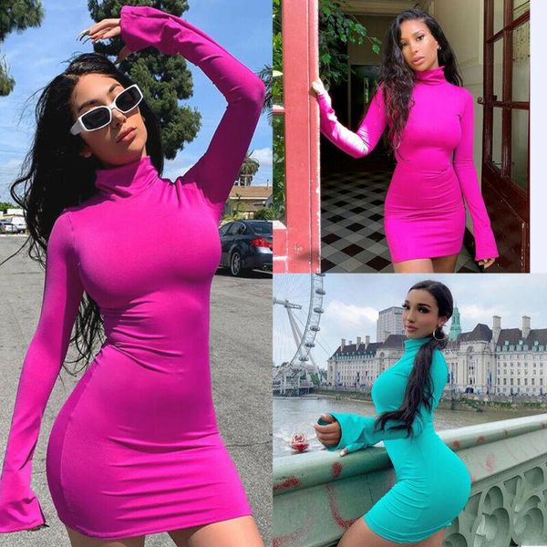 

fashion women full sleeve sweater dress ladies bodycon slim fit maxi pencil dresses casual, Black;gray