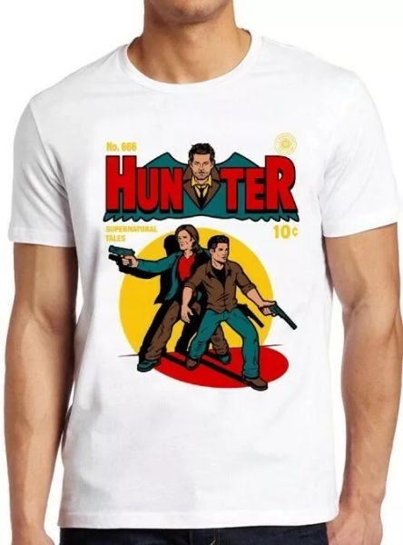 

hunter comic supernatural vintage funny cool gift tee t shirt 4156, White;black