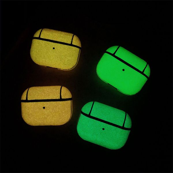 

4 colors apple wireless bluetooth headset cover airpods case airpods3 glow at night pc protection package key chain airpod pro cases dhl
