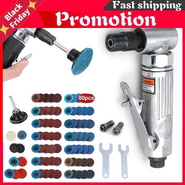

pneumatic tools mini poratble 1/4 air angle die 90 degree grinding polisher mill engraving machine with sanding discs tool kit