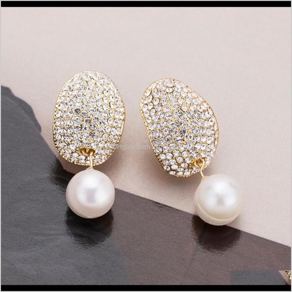 

charm jewelry drop delivery 2021 exquisite full diamond pearl earrings alloy simple earring bohemia nnrvq, Golden