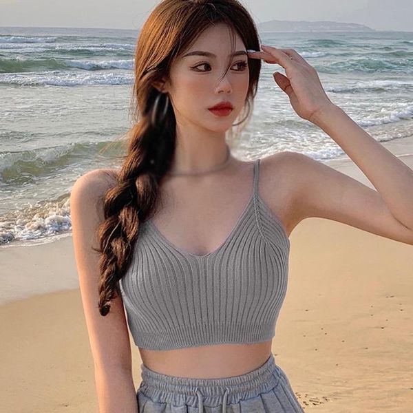 

women's tanks & camis tube suspender waistcoat with summer short knitted base bottoming tank, White