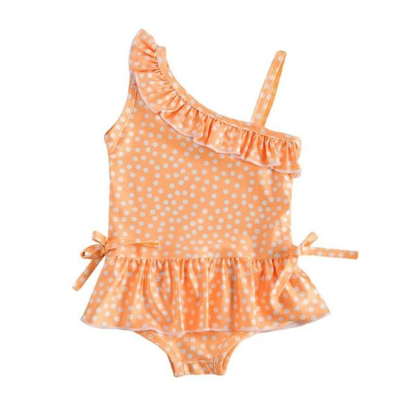 

kids toddler baby girl swimsuit beach wear striped strap coil coated garnish swimwear bathing suits 6m-4y one-pieces, Black