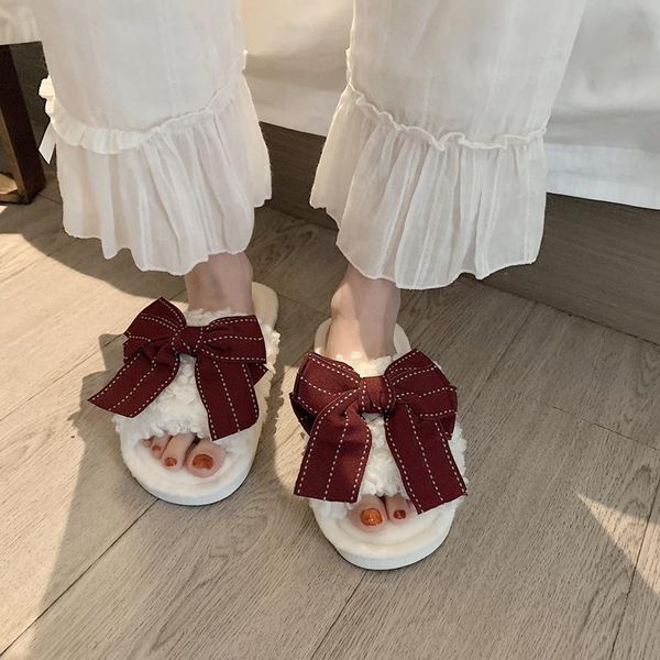 

faux fur home slippers women winter warm house plush shoes comfortable girls fuzzy indoor bedroom casual slides, Black