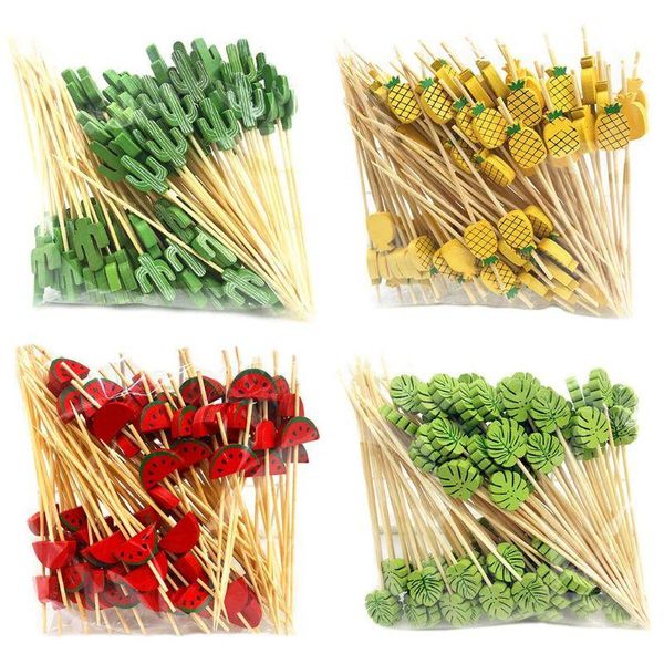 

pcs disposable bamboo picks fruit cocktail handmade toothpicks supply forks