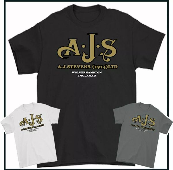 

ajs motorcycles t-shirt a j stevens motorbike bike biker british tee racer, White;black