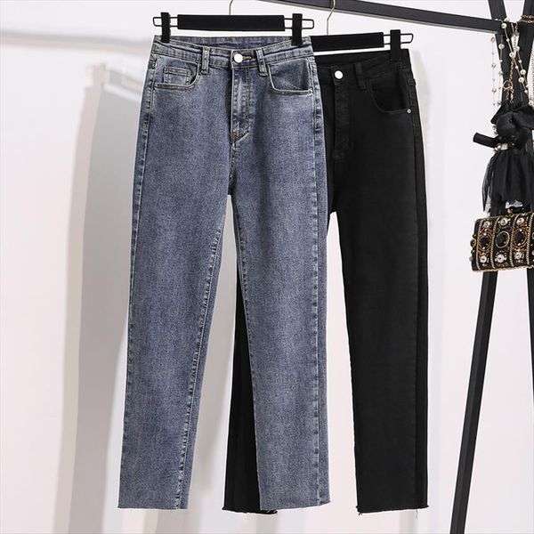 

vintage high waist straight women jeans pant trousers elastic plus size  5xl boyfriends casual streetwear mom black femme, Blue