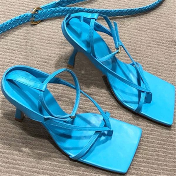 

70% off wholesale flip-flops cross-tied zapatos de sand sandals square toe woman thin heel sandalias mujer buckle shoes slingbak, Black