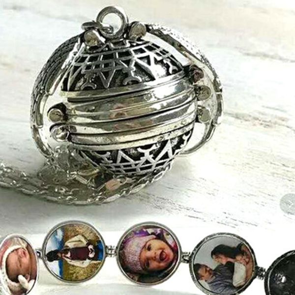 

Magic Photo Pendant Memory Floating Locket Necklace Plated Angel Wings Flash Box Fashion Album Box Necklaces ZZA346 Hugs Fashion, Red;brown
