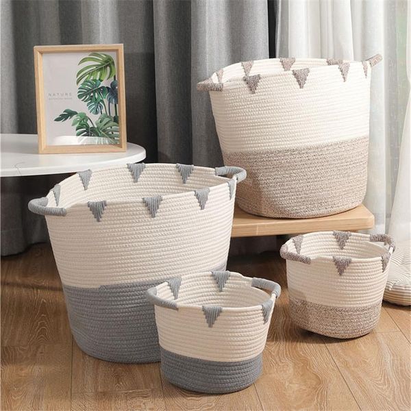 

laundry bags handmade woven cotton basket kids toys deskorganizer folding clothes sundries storage box large