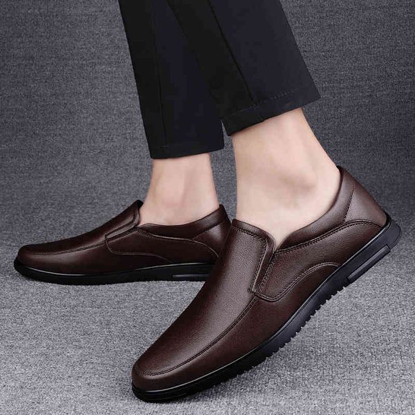 

dress shoes fashion men genuine leather loafers breathable comfy casual moccasins slip on 's driving 6ado, Black