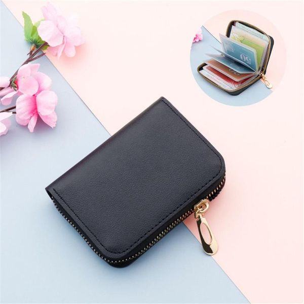 

card holders business case purse pu leather zipper pocket wallet id holder, Brown;gray