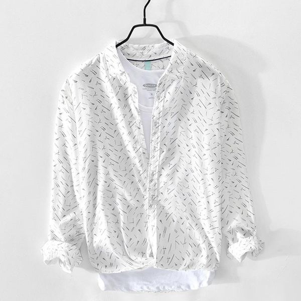 

men's casual floral shirt youth long sleeve lapel shirts, White;black