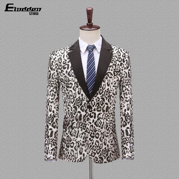 

men's suits & blazers 2021 jacquard color matching blazer host performance leopard print, White;black