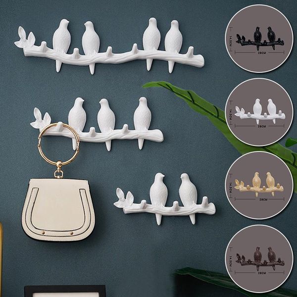 

creative resin bird hanger key kitchen coat clothes towel hooks hat handbag holder wall decorations home living room accessories & rails