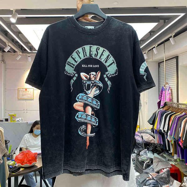 

men's t-shirts representing python vintage male t-shirts represent killing for love graphic impression hand-afflicted, White;black
