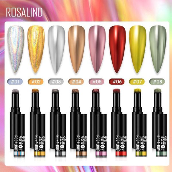 

nail glitter powder fine chrome pigment art diy acrylic with brush magic mirror pen nails1, Silver;gold