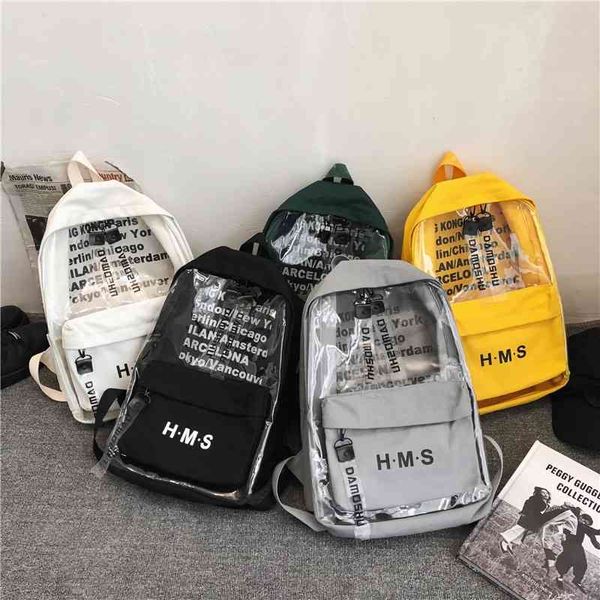 

schoolbag female korean version original destination ulzzang student backpack pvc transparent bag campus junior high school students