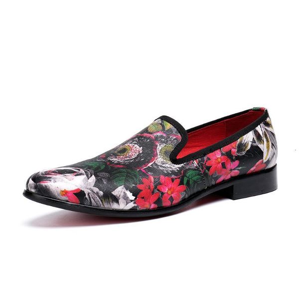 

dress shoes christia bella men's flats painting graffiti style mix colors loafers fashion smoking slippers prom and banquet 46rc, Black