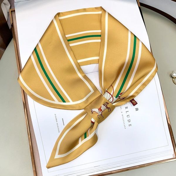 

scarves spring and summer decoration imitation silk cross small scarf for women multi-functional horse, Blue;gray