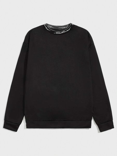 

men letter graphic stand neck sweatshirt 67iw#, Black