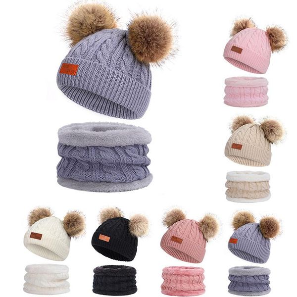 

soft cotton baby hat scarft autumn winter warm knitted kids neck scarf accessories caps & hats, Yellow