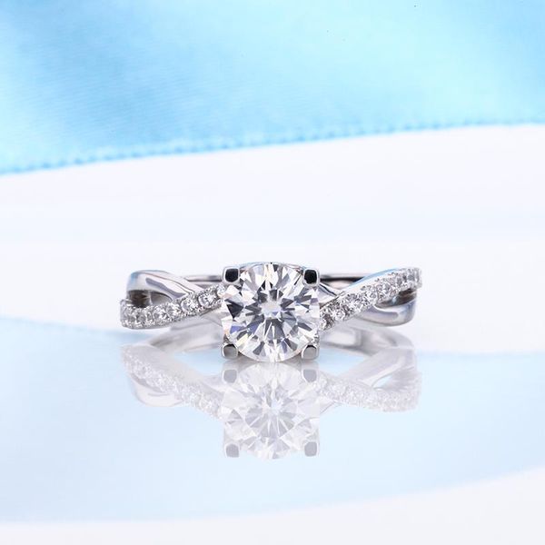 

fashion design 925 sterling silver 6.5mm certified anniversary ring pretty moissanite girl's gift cluster rings, Golden;silver