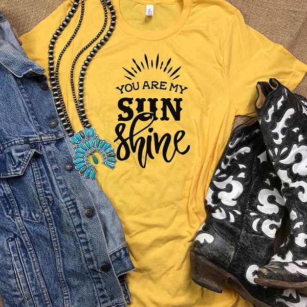 

women's t-shirt fashion tees letter you are my sun shine cute woman graphic shirts summer short sleeve, White